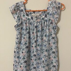 LOFT Square Neck Summer Floral Top